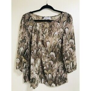 Jennifer Lopez Women's Scoop Neck Asymmetrical Sheer Blouse, Size S